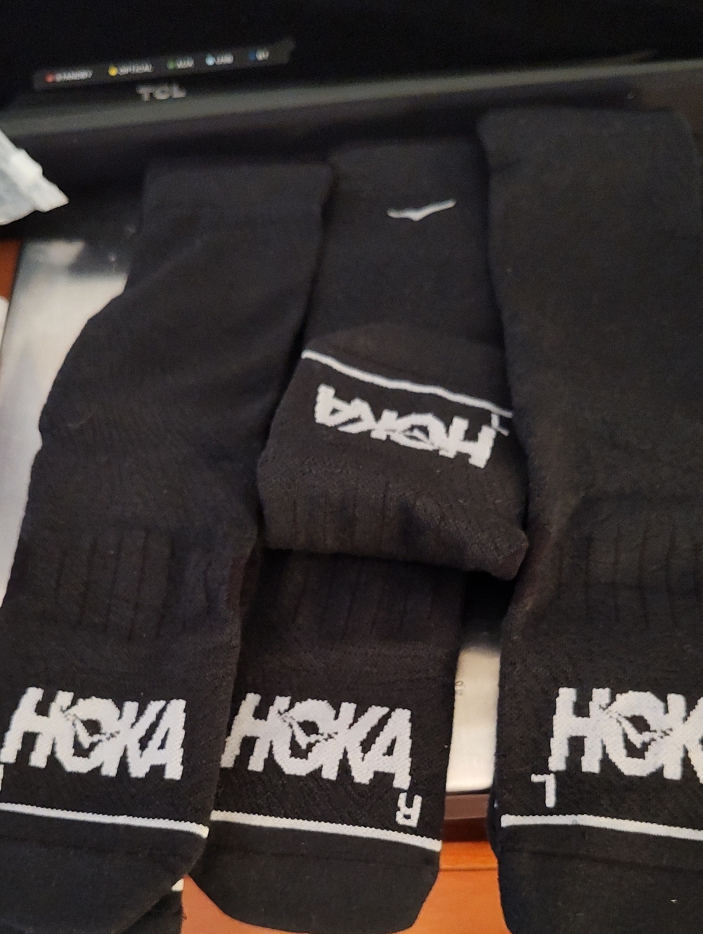 Hoka Black Crew Athletic Socks with Logo - 3 Pack
